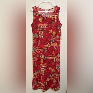 David Brooks Vintage Women’s Linen Blend Sleeveless Multicolor Maxi Dress Size 6